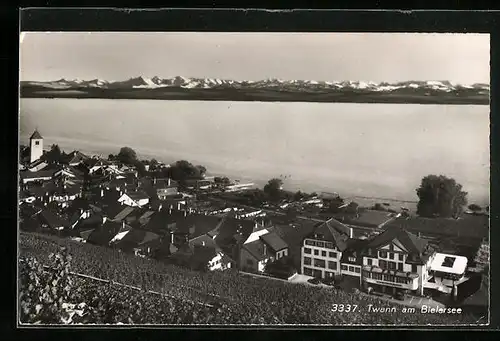 AK Twann am Bielersee, Teilansicht mit Blick über den See