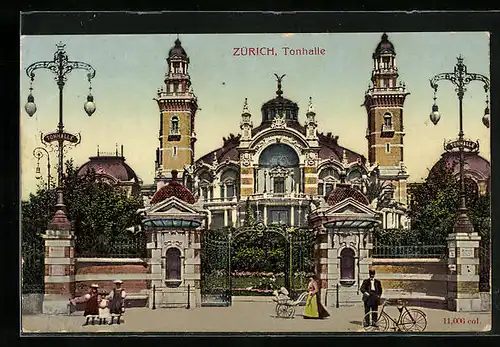 AK Zürich, Radfahrer vor der Tonhalle