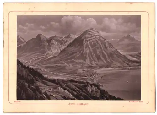 Fotografie Collection Prell, Ansicht Arth-Rigibahn, Ortsansicht mit Alpenpanorama