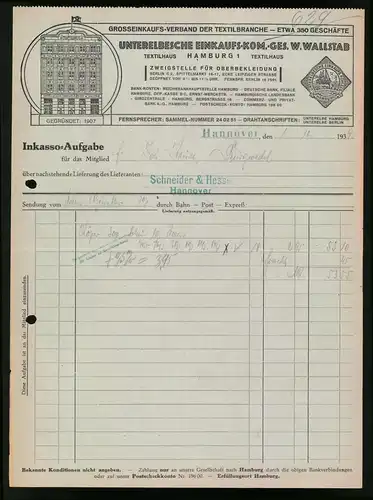 Rechnung Hannover 1939, Unterelbsche Einkaufs-Kom.-Ges. W. Wallstab, Ansicht der Verkaufshausfront