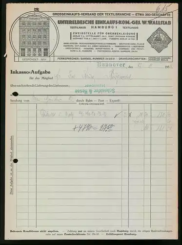 Rechnung Hannover 1939, Unterelbsche Einkaufs-Kom.-Ges. W. Wallstab, Ansicht der Verkaufshausfront