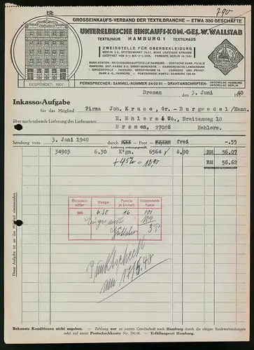 Rechnung Bremen 1940, Unterelbsche Einkaufs-Kom.-Ges. W. Wallstab, Ansicht der Verkaufshausfront