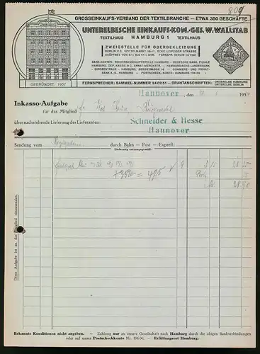 Rechnung Hannover 1940, Unterelbsche Einkaufs-Kom.-Ges. W. Wallstab, Ansicht der Verkaufshausfront