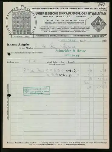 Rechnung Hannover 1940, Unterelbsche Einkaufs-Kom.-Ges. W. Wallstab, Ansicht der Verkaufshausfront