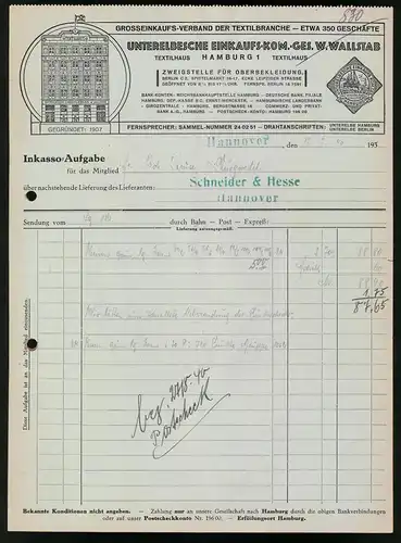 Rechnung Hannover 1940, Unterelbsche Einkaufs-Kom.-Ges. W. Wallstab, Ansicht der Verkaufshausfront