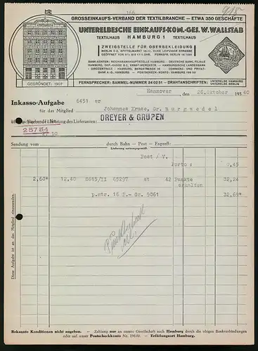 Rechnung Hannover 1940, Unterelbsche Einkaufs-Kom.-Ges. W. Wallstab, Blick auf das Verkaufshaus