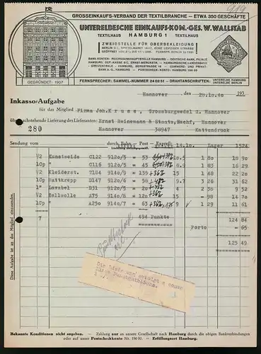 Rechnung Hannover 1940, Unterelbsche Einkaufs-Kom.-Ges. W. Wallstab, Blick auf das Verkaufshaus