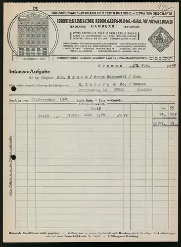 Rechnung Bremen 1940, Unterelbsche Einkaufs-Kom.-Ges. W. Wallstab, Blick auf das Verkaufshaus