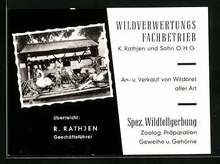 Vertreterkarte Wildverwertungs Fachbetrieb K. Rathjen und Sohn OHG