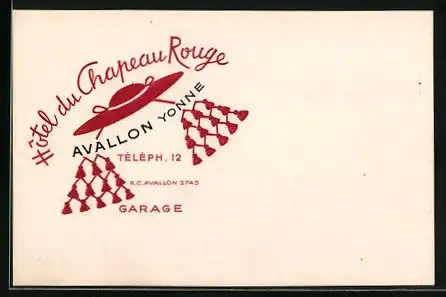 Vertreterkarte Avallon, Hotel du Chapeau Rouge