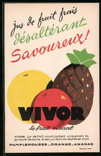 Vertreterkarte Paris, Vivor, le fruit vivant, jus de fruit frais desalterant Savoureux