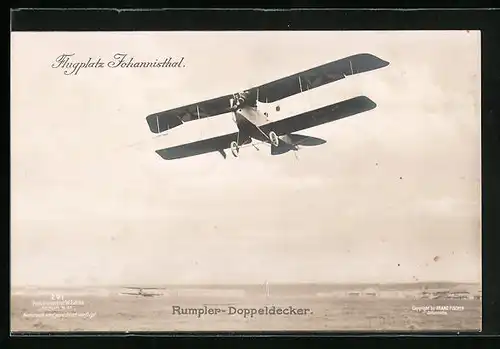 Foto-AK Sanke Nr. 271: Berlin-Johannisthal, Flughafen, Rumpler-Doppeldecker