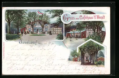 Lithographie Israelsdorf, Cafehaus von H. Wendt