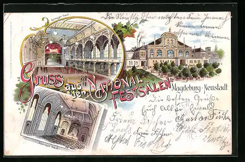Lithographie Magdeburg-Neustadt, Restaurant National-Festsäle