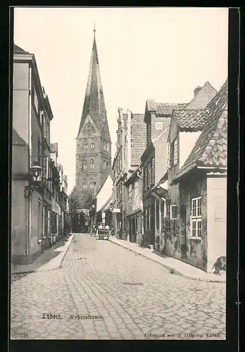 AK Lübeck, Alte Häuser in der Weberstrasse