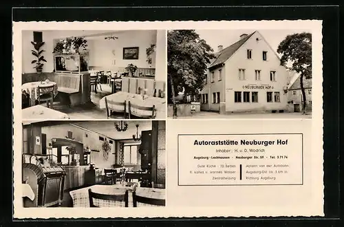 AK Augsburg-Lechhausen, Autoraststätte Neuburger Hof, Neuburger Str. 59, Innenansichten