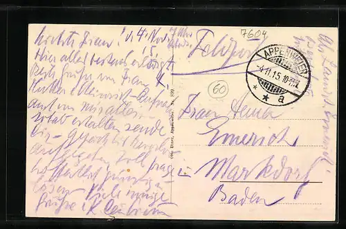 AK Appenweier, Uferpartie mit Bäumen