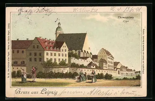 Künstler-AK Leipzig, Thomaspforte um 1790
