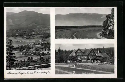 AK Schreiberhau, Ludwigsbaude, Grosse Kurve mit Schneegruben, Totalansicht