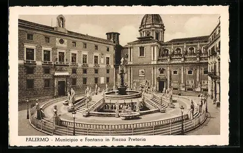 AK Palermo, Muncipio e Fontana in Piazza Pretoria