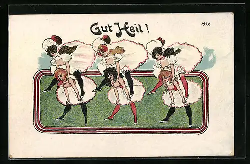 Künstler-AK Bruno Bürger & Ottillie Nr. 1879: Damen beim Bockspringen