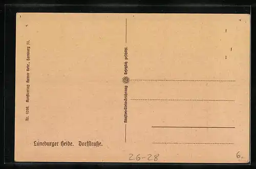 Steindruck-AK Lüneburger Heide, Dorfstrasse