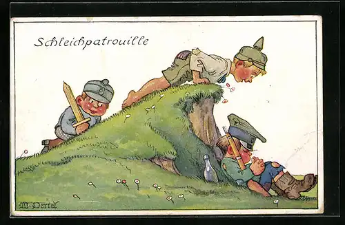 Künstler-AK sign. W. Oertel: Schleichpatrouille