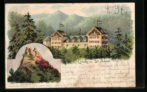 Lithographie St. Anna, Hotel Kurhaus und Freundstein