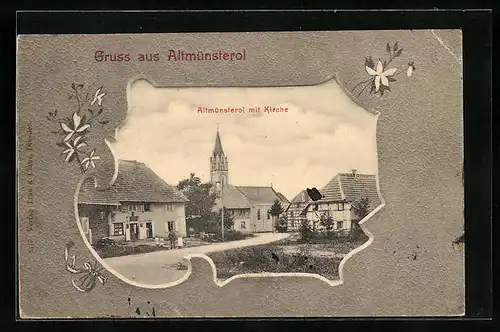 AK Altmünsterol, Ortspartie mit Kirche