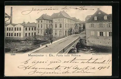 AK Masmünster, Strassenpartie am Rathaus