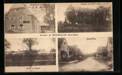 AK Heidweiler, Restaurant et Epicerie J. B. Knecht, Château deu XIII. Siecle, Grande`Rue