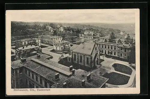 AK Mülhausen-Hasenrain, Teilansicht mit Kirche