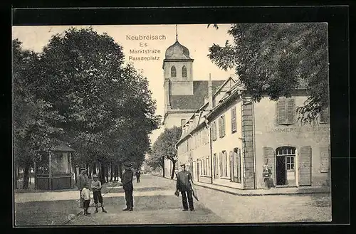 AK Neubreisach, Marktstrasse und Paradeplatz