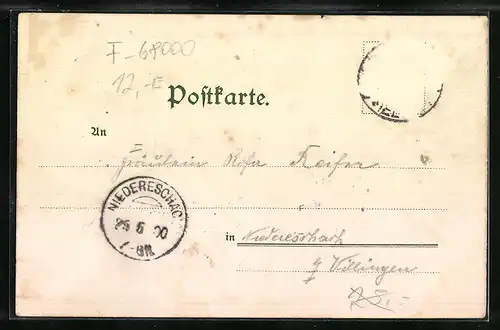 Lithographie Colmar, Neue Post, Kopfhaus, Jäger-Kaserne