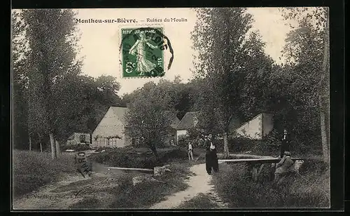 AK Monthou-sur-Bièvre, Ruines du Moulin