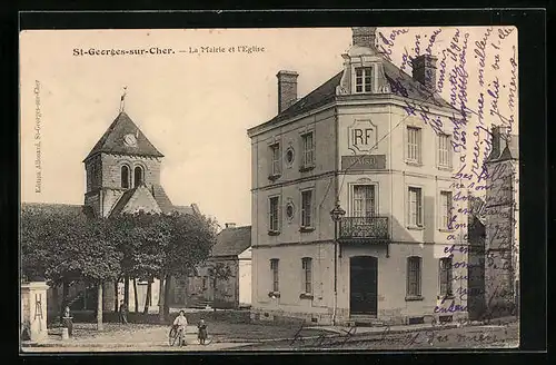 AK St-Georges-sur-Cher, La Mairie et l`Eglise