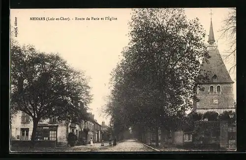 AK Ménars, Route de Paris et l`Église