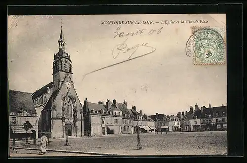 AK Montoire-sur-le Loir, L`Eglise et la Grande-Place