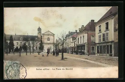 AK Selles-sur-Cher, La Place du Marché