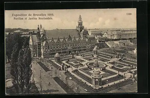 AK Bruxelles, Exposition 1910, Pavillon et Jardins Néerlandais