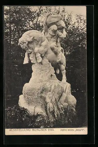 AK München, Ausstellung 1910, Gruppe Kraft von Fritz Behn