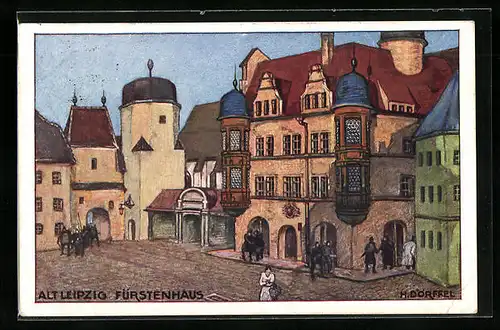 Künstler-AK Leipzig, Internationale Baufachaustellung 1913, Fürstenhaus, Gebäudeansicht
