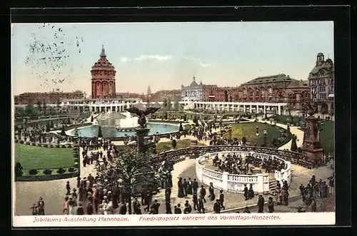 AK Mannheim, Jubiläums-Ausstellung 1907, Konzert auf dem Friedrichsplatz