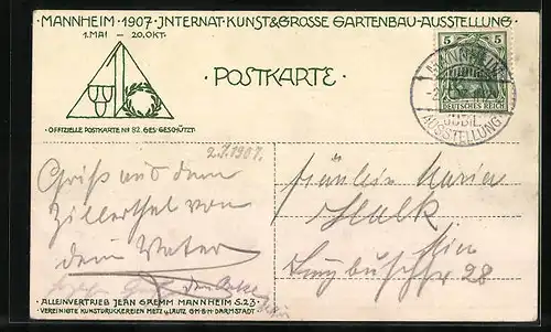 AK Mannheim, Jubiläums-Ausstellung 1907, Restaurant Zillertal