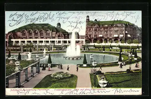 AK Mannheim, Jubiläums-Ausstellung 1907, Friedrichsplatz, Blick auf den Rosengarten