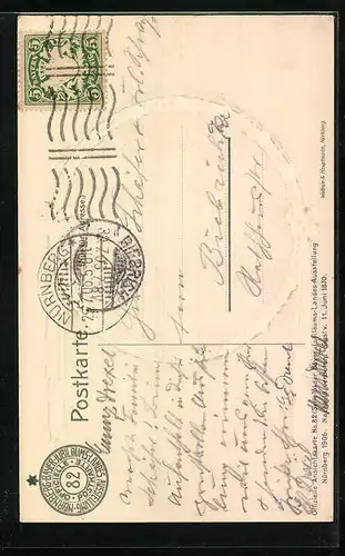 Künstler-AK Nürnberg, Bayerische Jubiläums-Landes-Ausstellung 1906, Staats-Gebäude, Prägedruck
