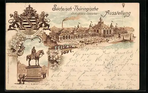 Lithographie Leipzig, Sächsisch Thüringische Industrie- & Gewerbe-Ausstellung 1897, Haupthalle f. Industrie u. Maschinen