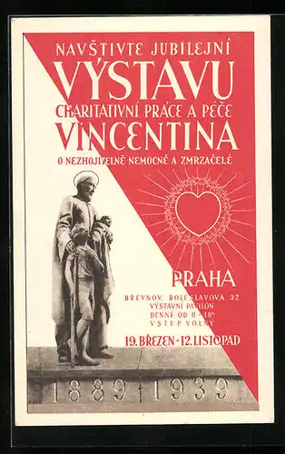 AK Prag, Navstivte Jubilejni Vystavu Charitativni Prace a Pece Vincentina 1939