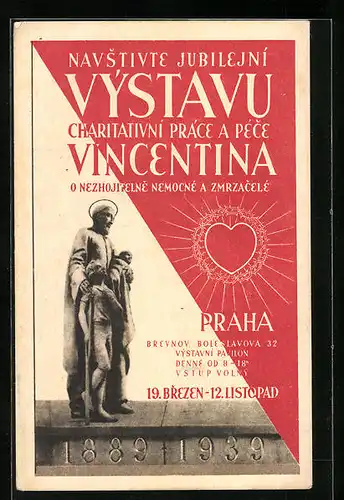 AK Prag, Navstivte Jubilejni Vystavu Charitativni Prace a Pece Vincentina 1939