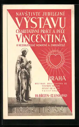 AK Prag, Navstivte Jubilejni Vystavu Charitativni Prace a Pece Vincentina 1939